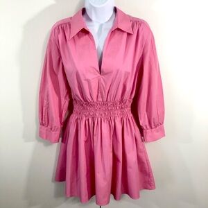 Zara Pink Poplin Cotton Mini Dress. Sz L